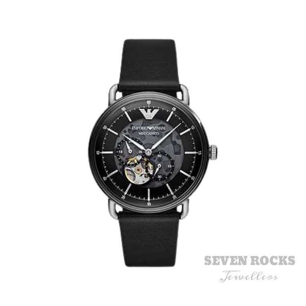 Emporio Armani Men's Automatic Watch Meccanico Black Skeleton AR60026 ...