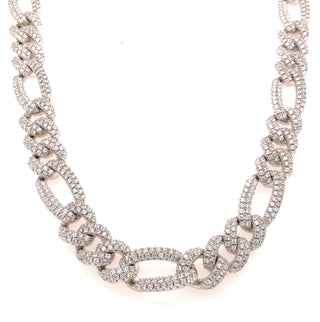Figaro Iced White Gold Chain - 26” inch