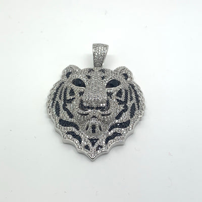 Tiger 3D Head Silver Pendant (Large)