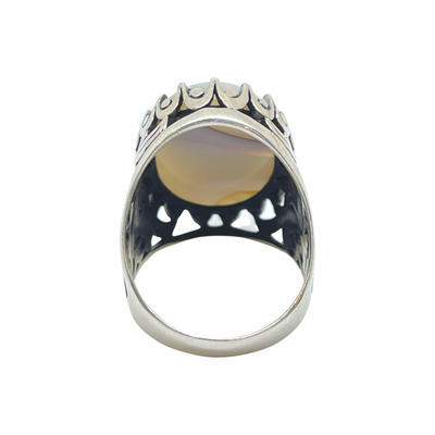 Agate Mens Silver Ring