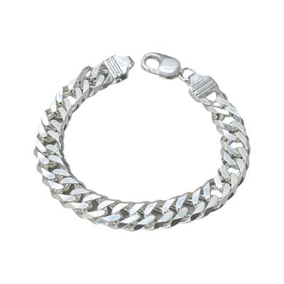 Silver Double Curb Bracelet 12 mm