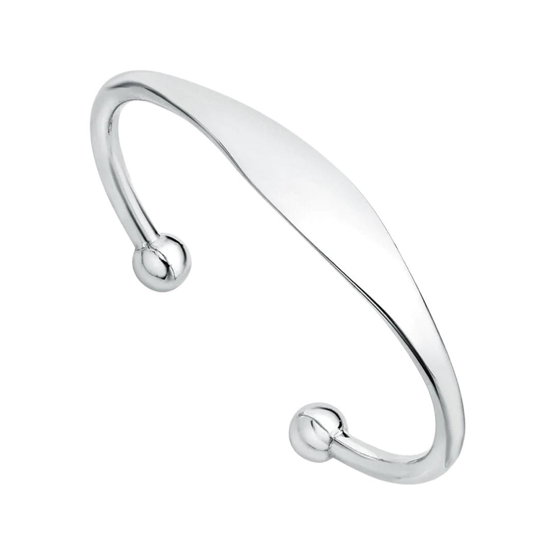 Men's Silver Ball Torque ID Bangle