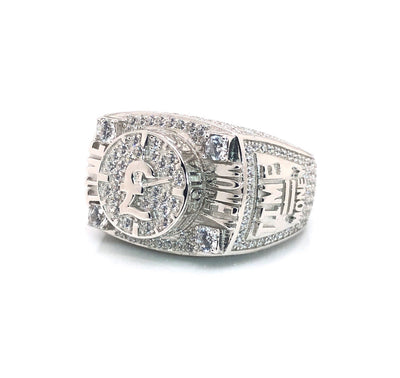 White Gold Iced Time=Money Ring