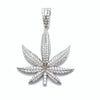 Iced  Weed Leaf Silver Pendant