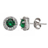 Green Round Silver Studs