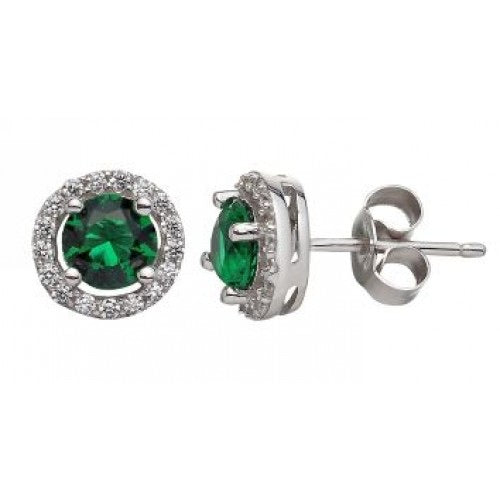 Green Round Silver Studs