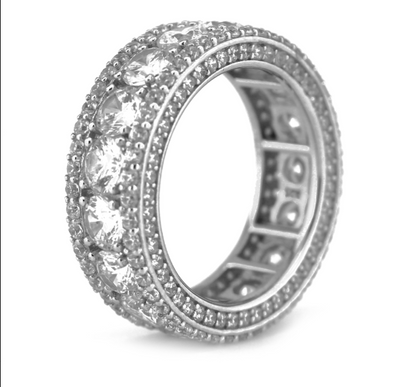 White Gold Iced Eternity silver  ring