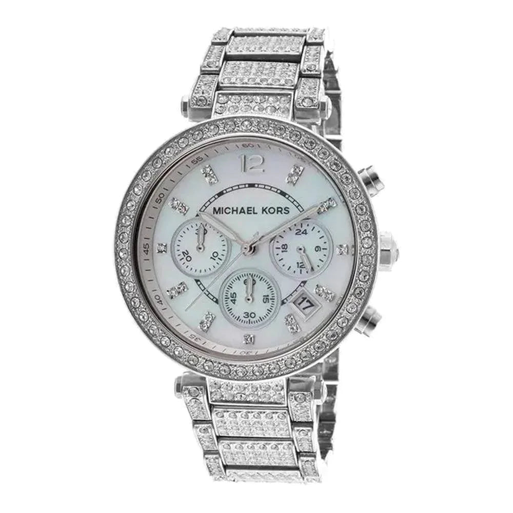 Michael Kors Ladies Watch Parker Silver Gem Set MK5572