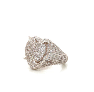 White Gold Iced Heart Ring - H 1/2