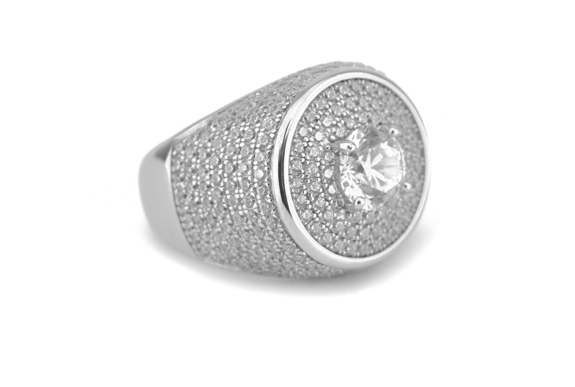 White Gold Iced Miami Ring