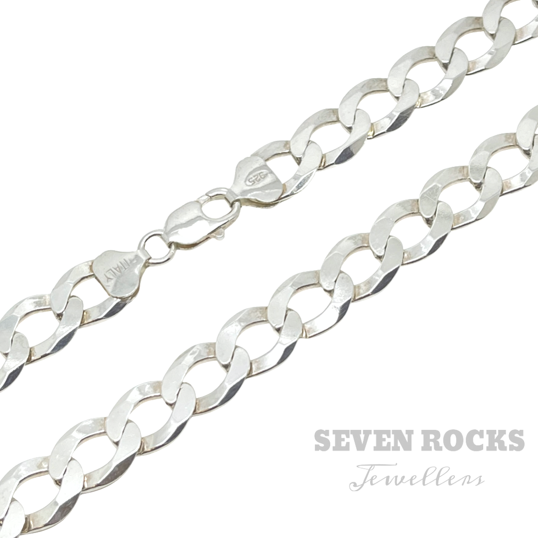 Curb Silver Chain  12 mm