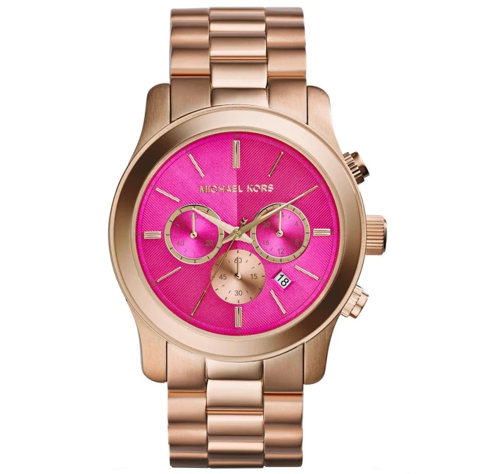 Michael Kors Ladies Chronograph Watch Runway Pink Rose Gold MK5931