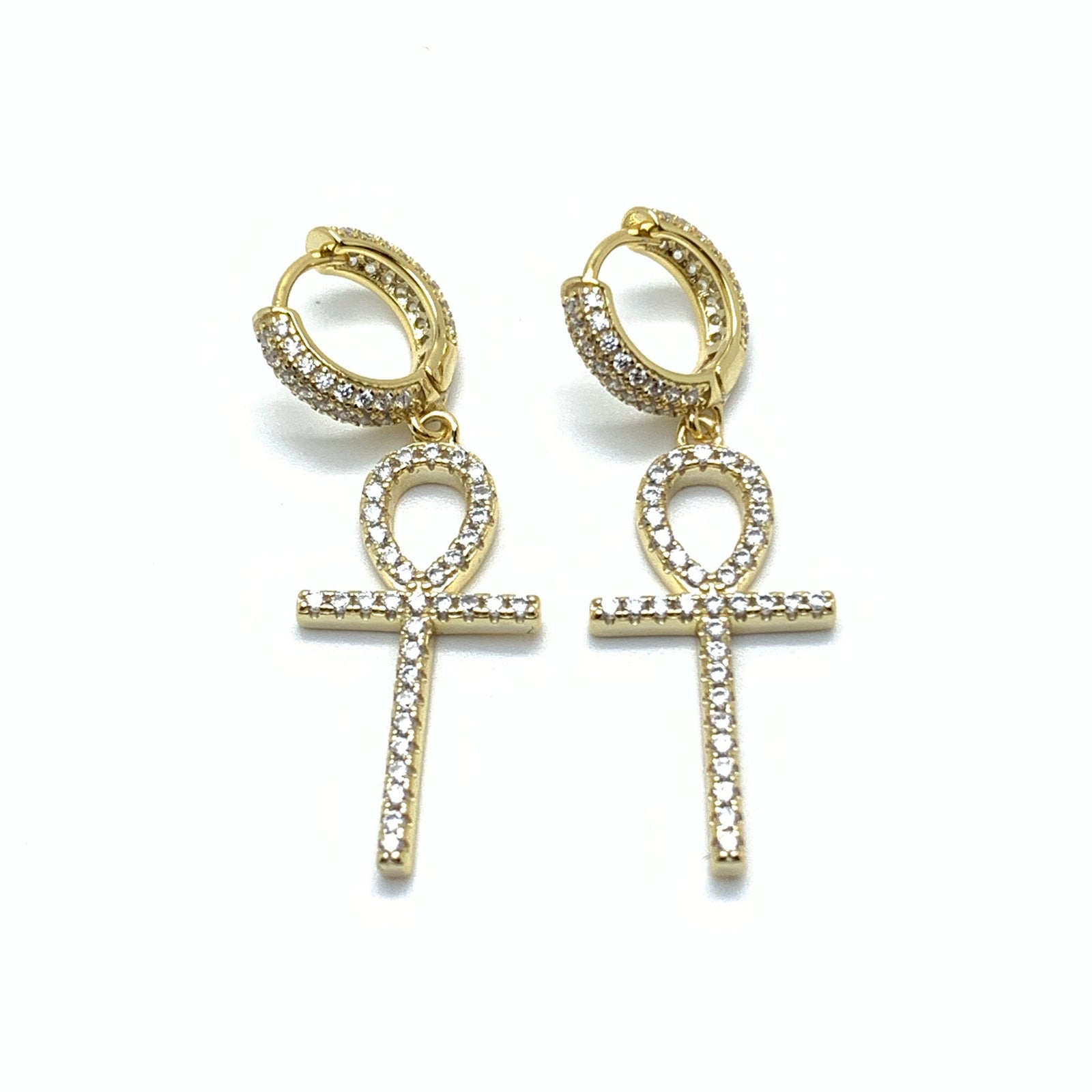 Iced Ankh Earrings
