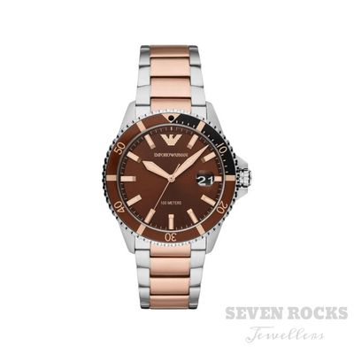Emporio Armani Men's Diver Watch Two Tone Rose Gold AR11340