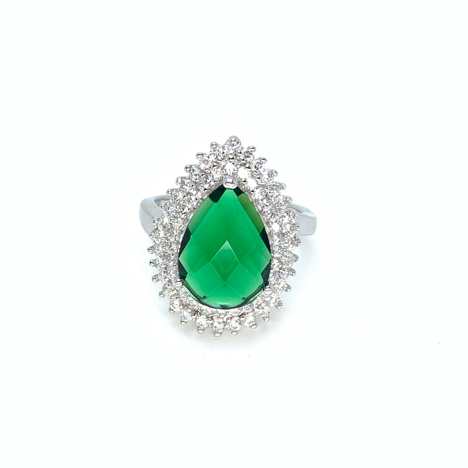 Fancy Touch Of Emerald Pear Shape Ring
