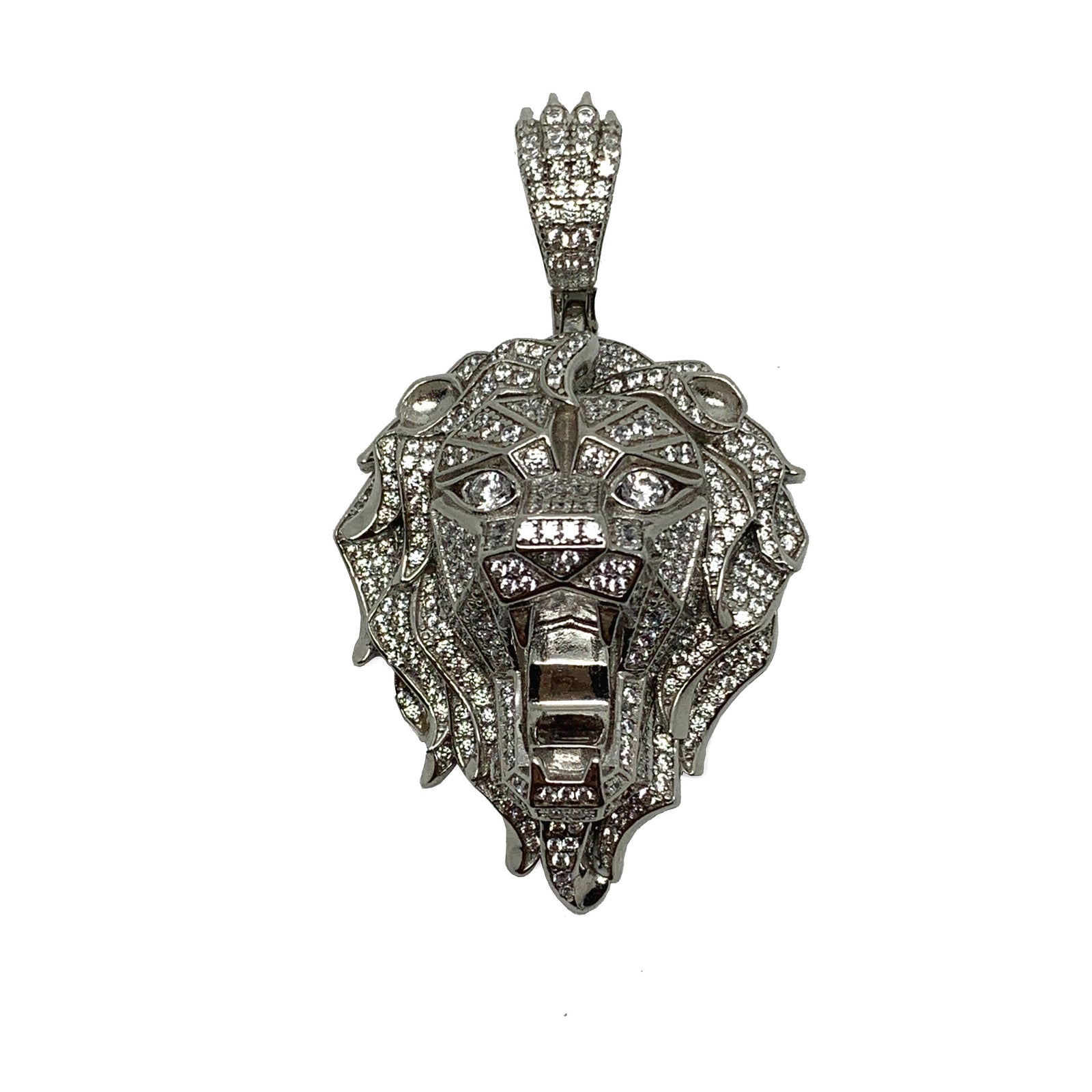 Iced Lion 3D Silver Pendant