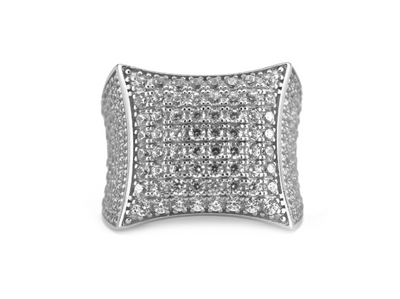 White Gold Iced Square Bubble Ring