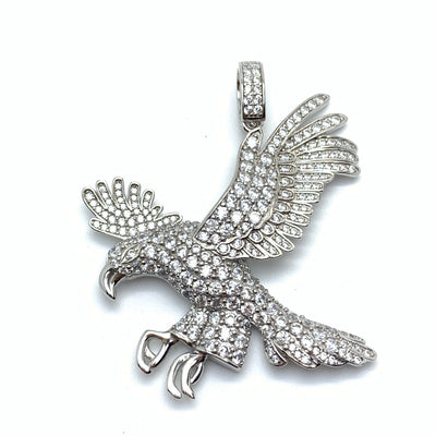 Iced Eagle Silver Pendant