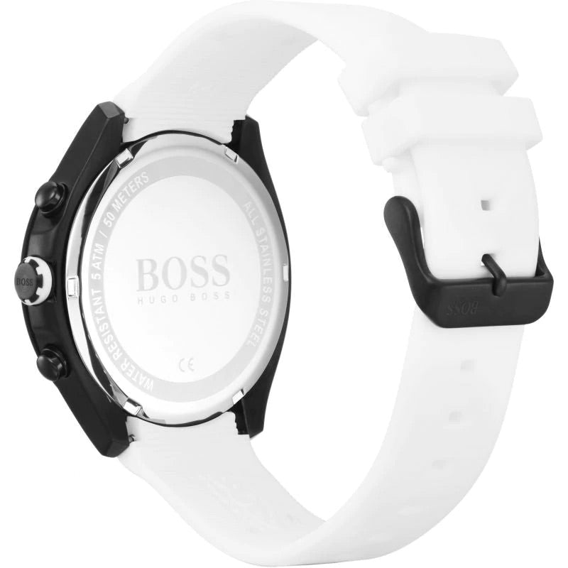NEW GENUINE BOSS VELOCITY HB1513718 BLACK WHITE RUBBER STRAP MEN'S WATCH GIFT - Foto 6
