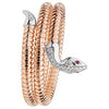 SILVER LADIES' OVL ROSE GOLD PLATED RED EYES SNAKE BANGLE