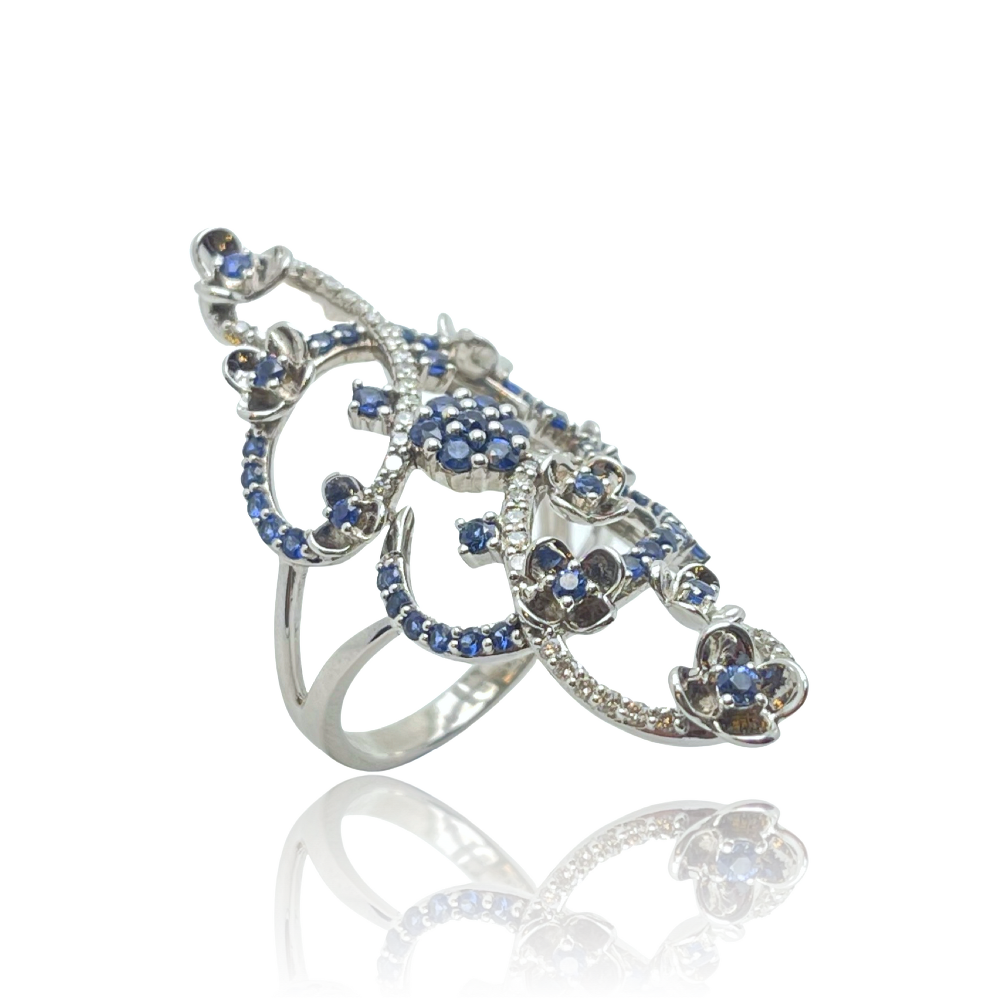 14 K Le Vian Diamond & Sapphires Flower Limited Edition Ring