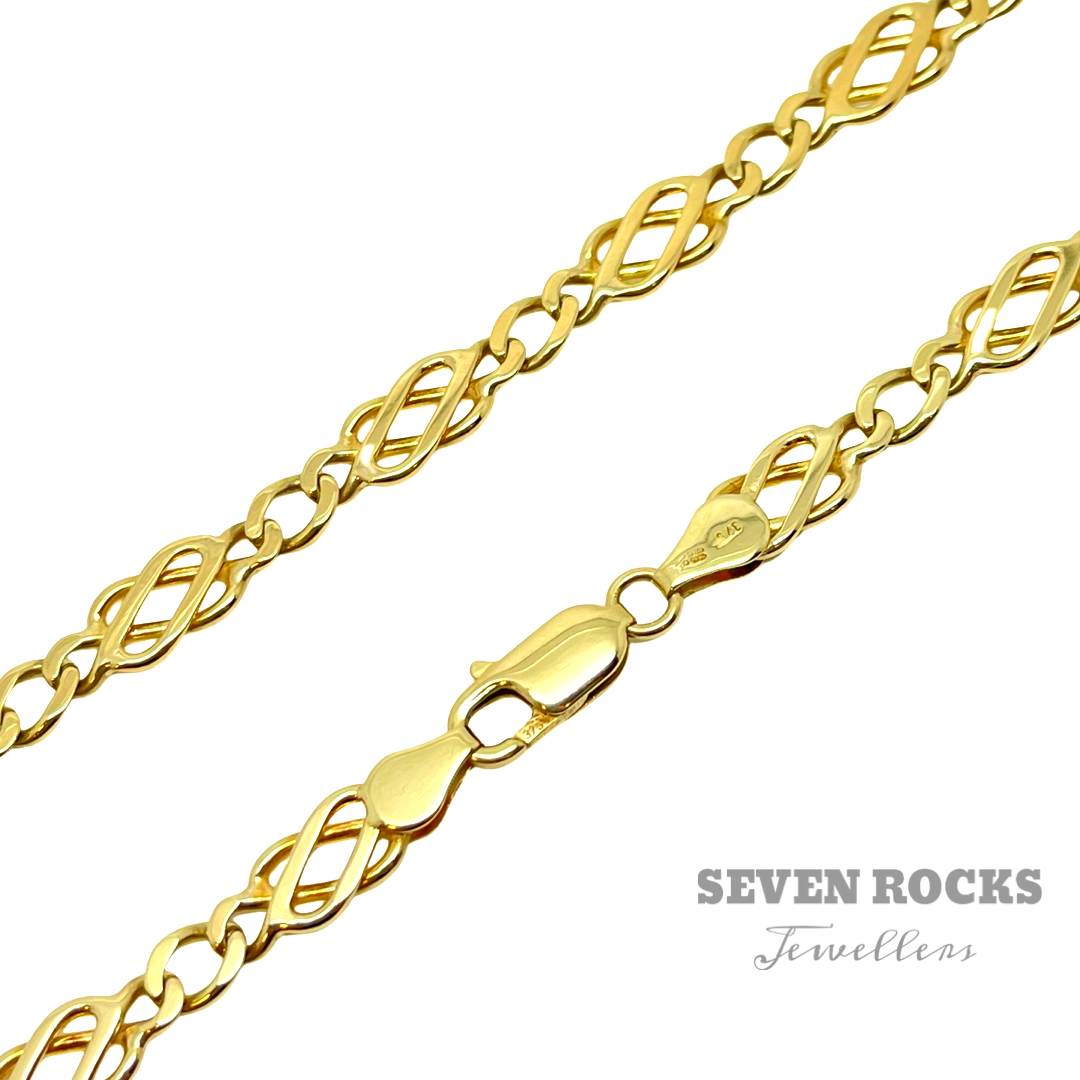 9 K Yellow Gold Pattern Chain 22.5” inches