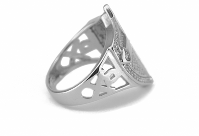 White Gold Iced Cross Shield Ring