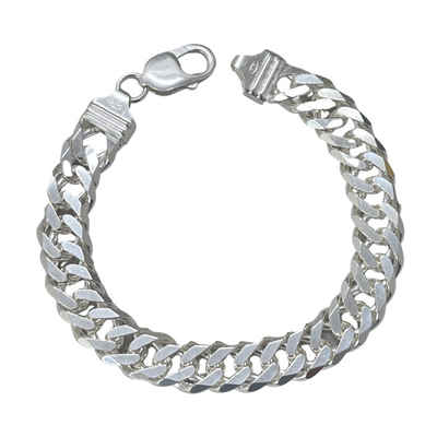 Silver Double Curb Bracelet 12 mm