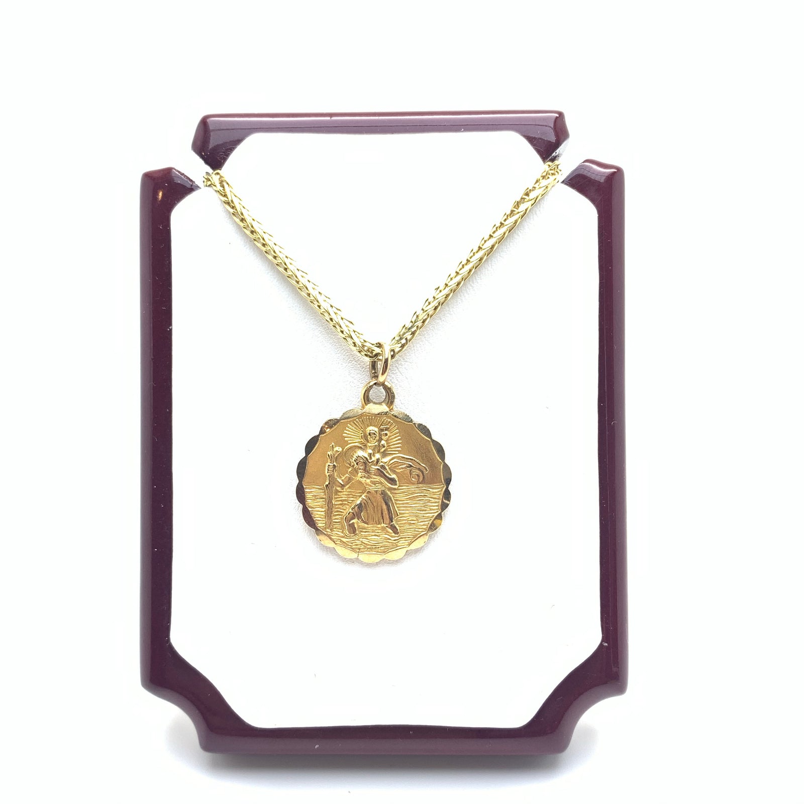 Ladies ST Christopher 9 K Yellow Gold
