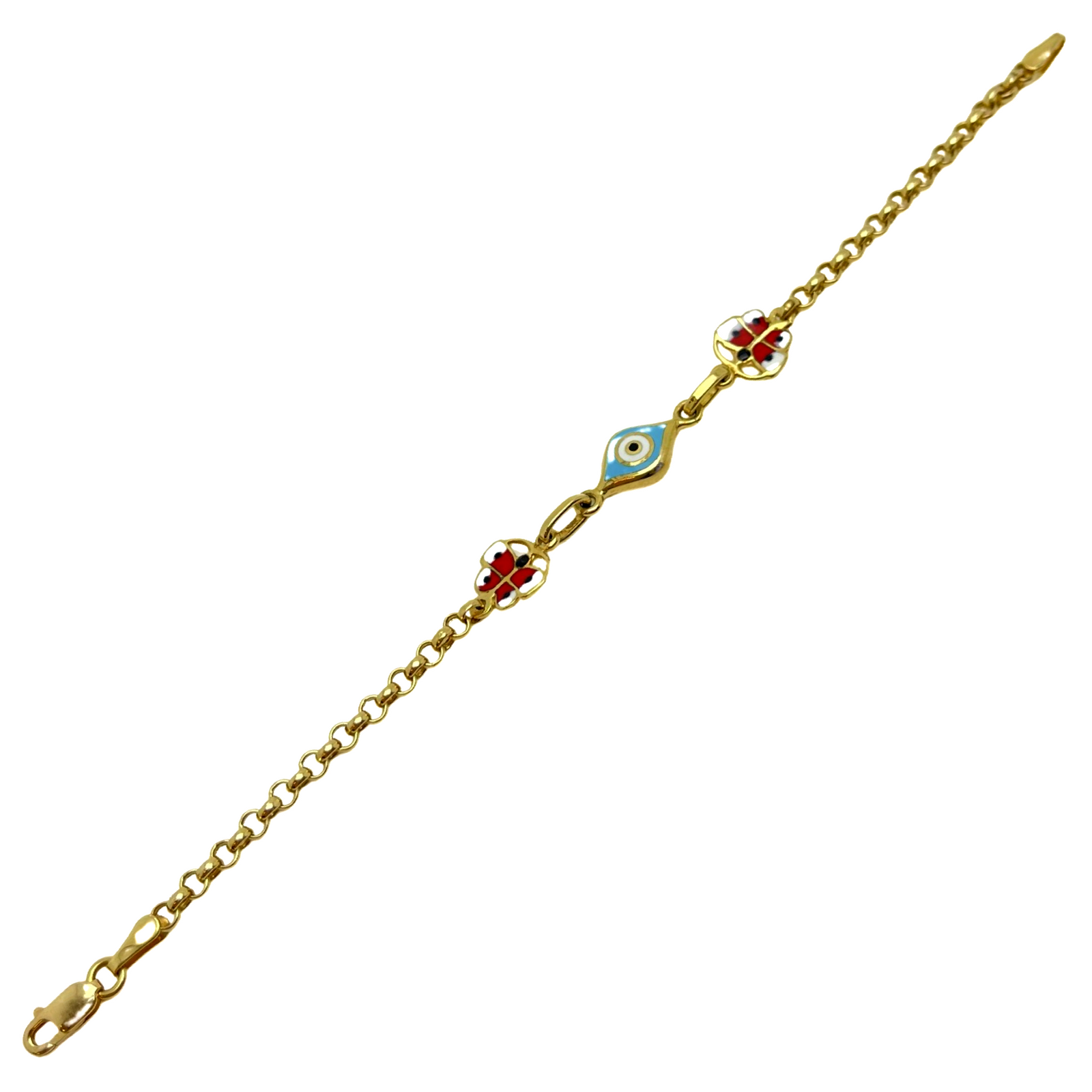 14 K yellow gold baby bracelet with butterflies