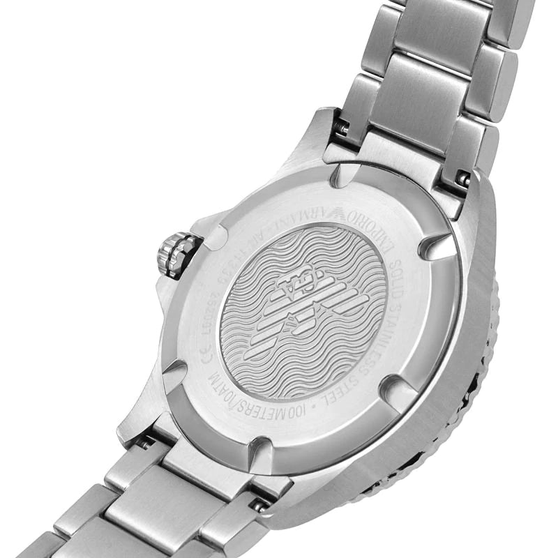 Emporio armani solid 2025 stainless steel watch