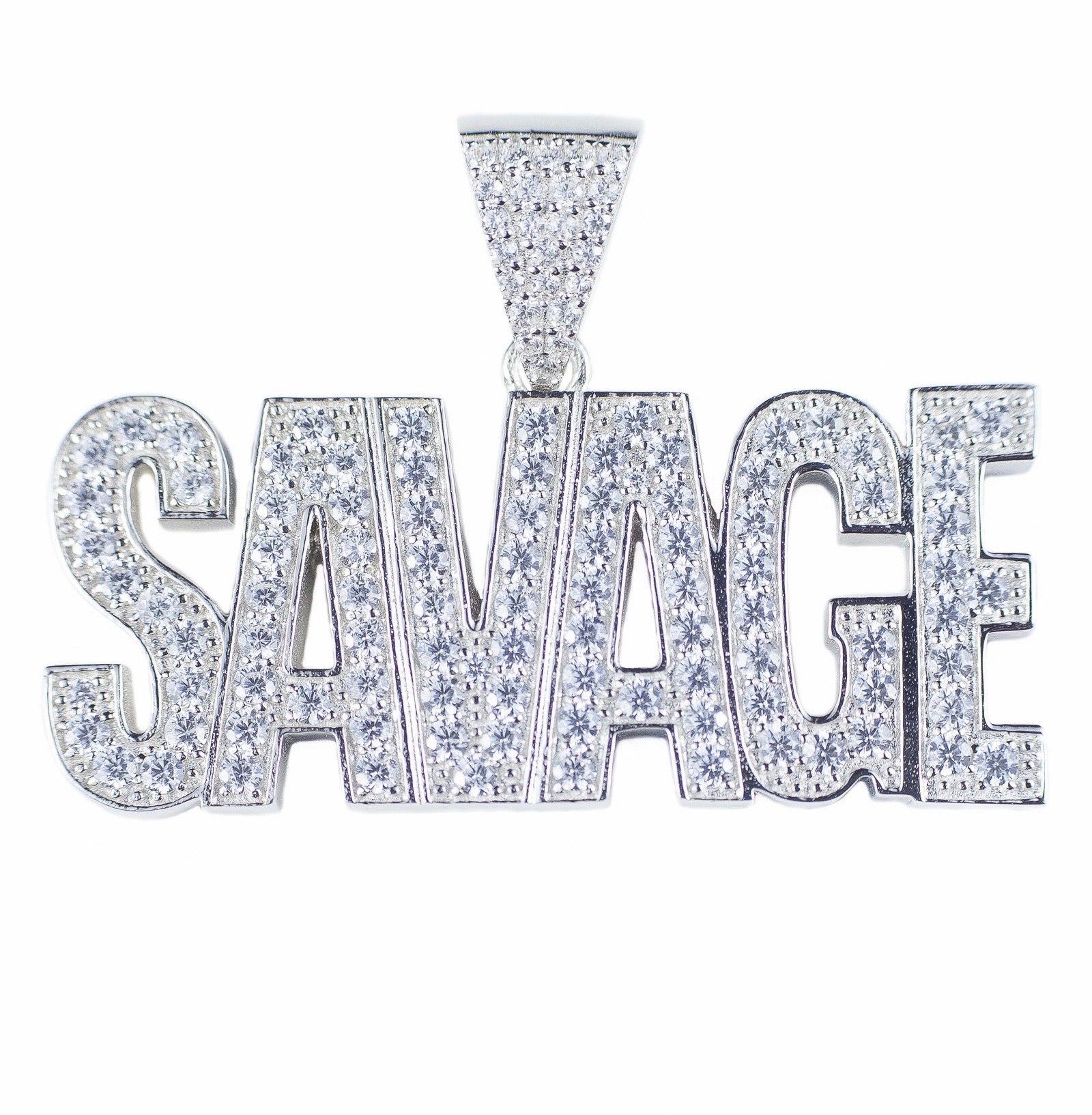 Iced Savage Silver Pendant