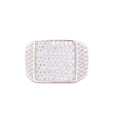 White Gold Iced Cubix Ring