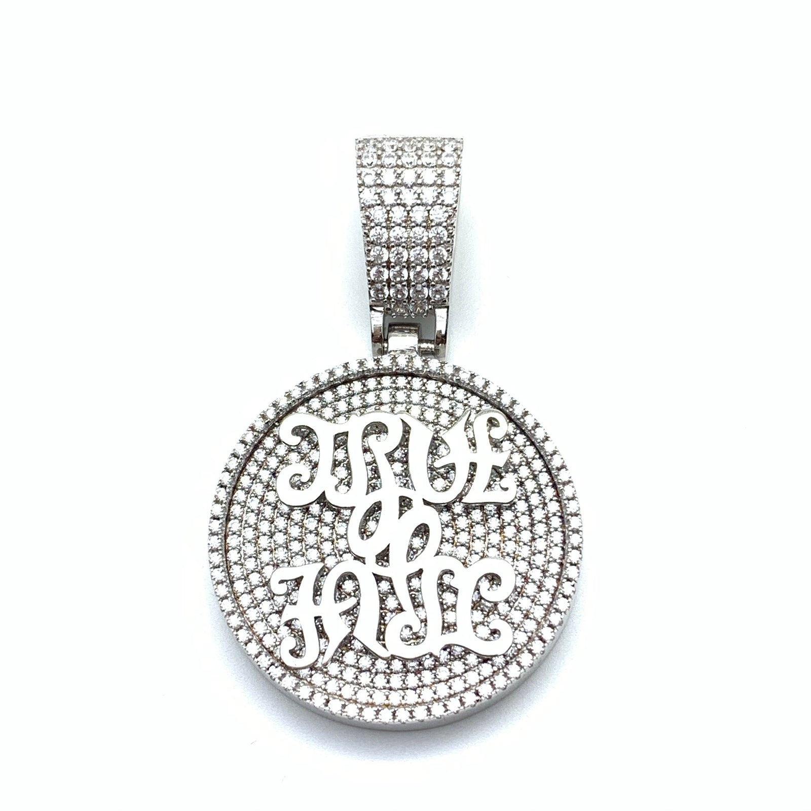 True Or False Iced Silver Pendant 