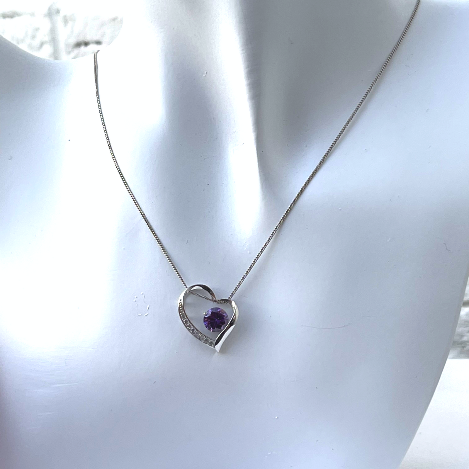 Iced Purple Heart Necklace