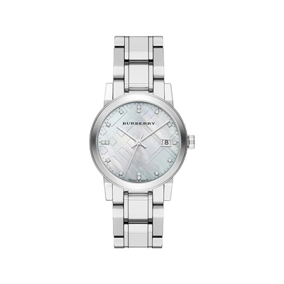 Burberry Ladies Watch Check Stamped Silver BU9125