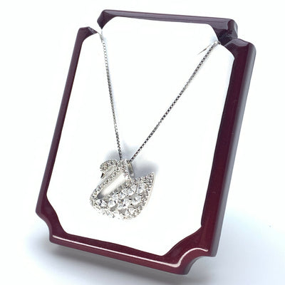 White Gold Finish Iced Swan Silver  Necklace