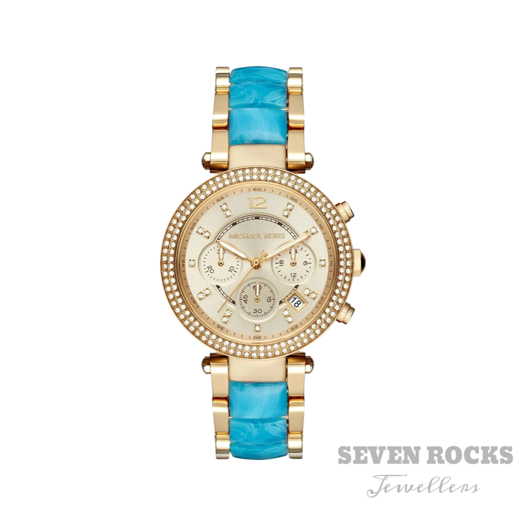 Michael kors gold hot sale blue watch