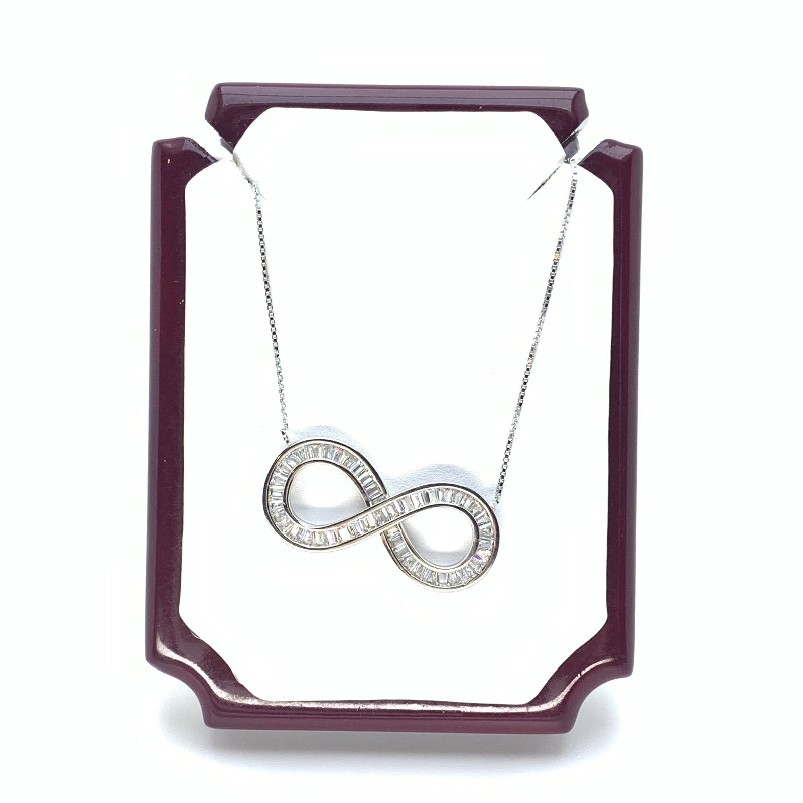 White Gold Iced Infinity Necklace