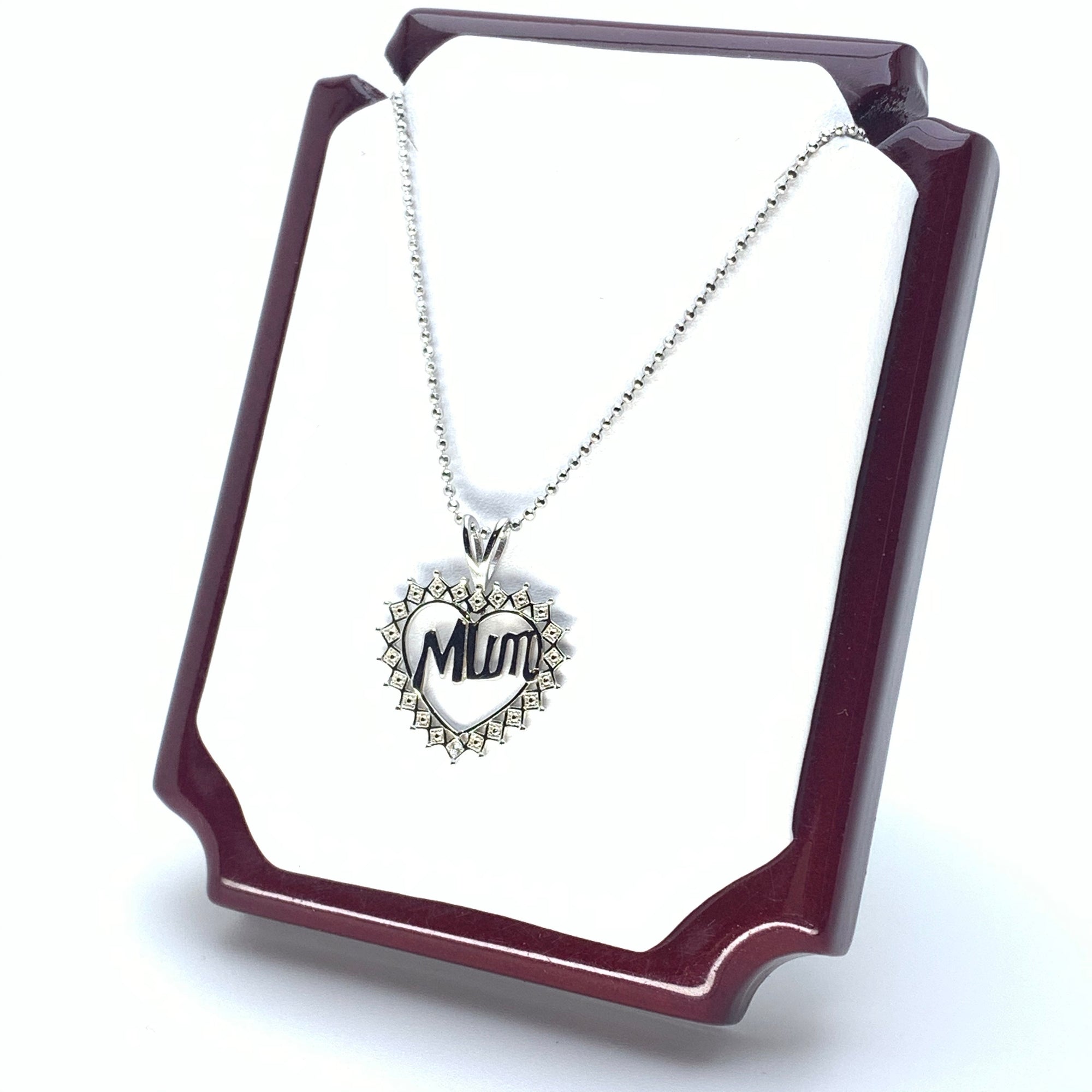 Sterling Silver Mother of Pearl & Cubic Zirconia Mum Pendant Necklace |  very.co.uk