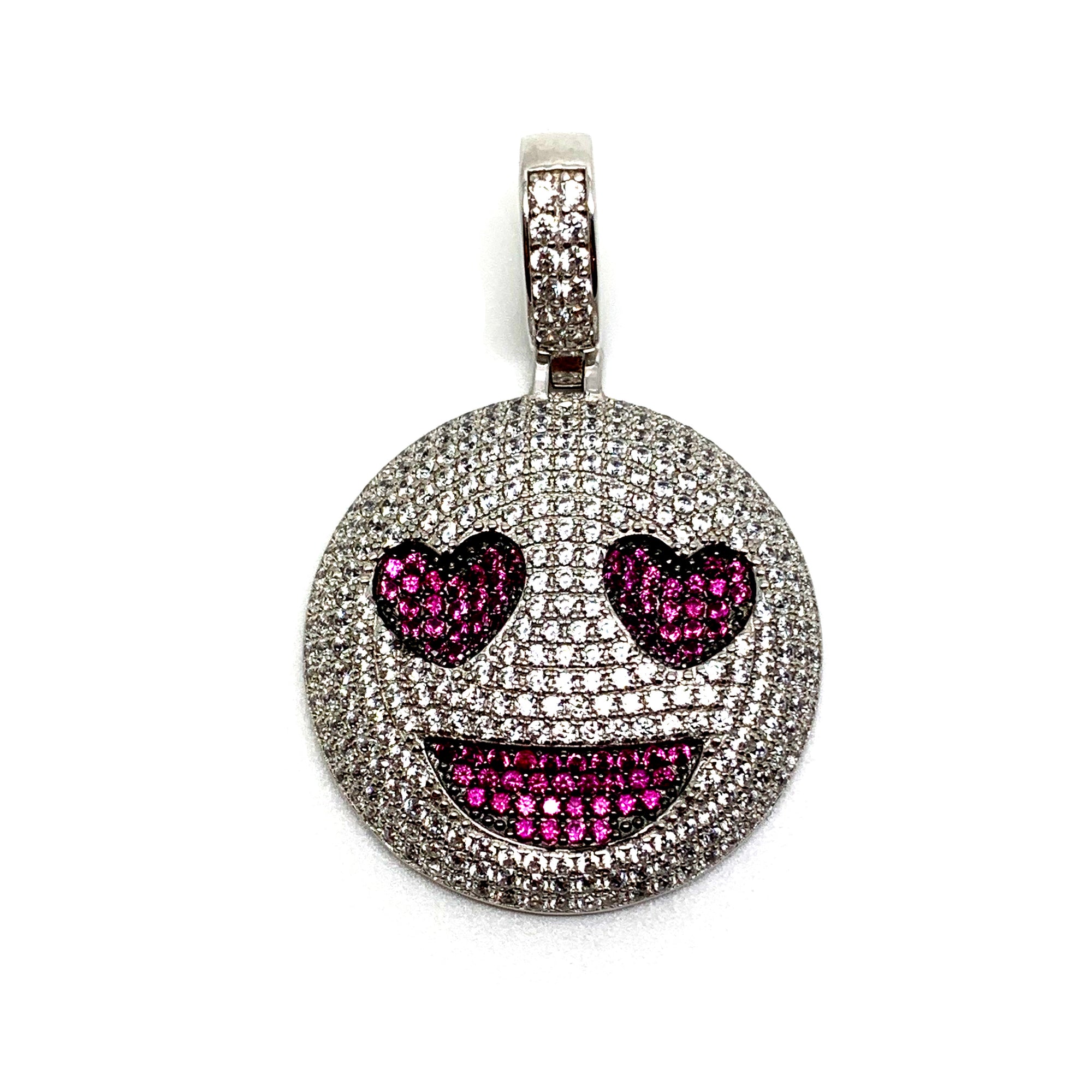 Iced Grinning Face with Heart Eyes Emoji Pendant 