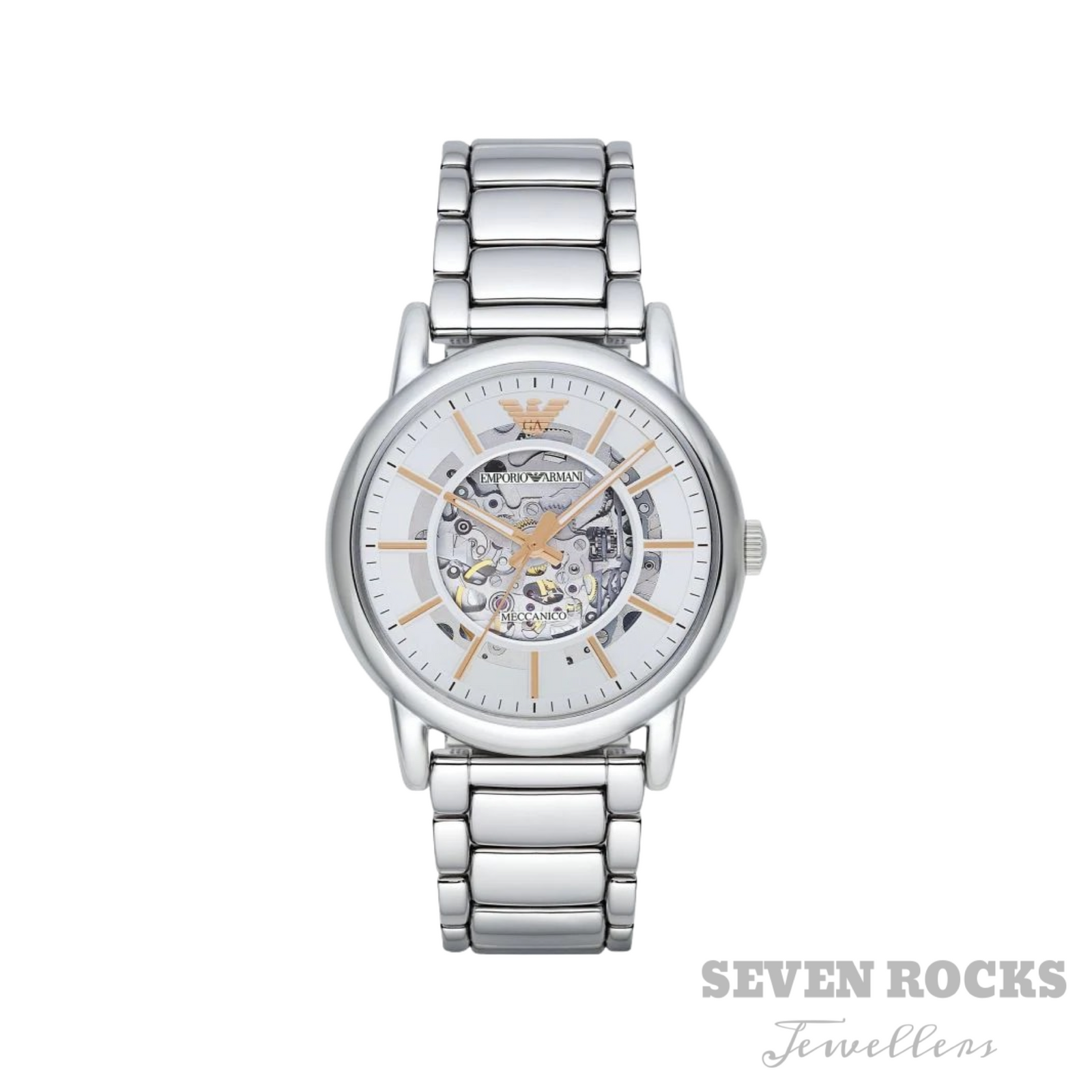 Emporio Armani Men's Automatic Watch Meccanico Luigi Silver AR1980